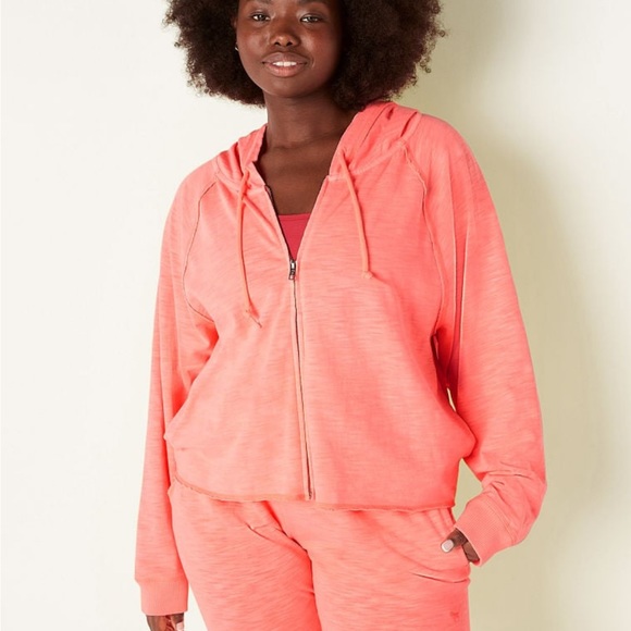 PINK Victoria’s Secret Summer Lounge Cotton Zip-Up Hoodie (L) FINAL SALE - Picture 4 of 4